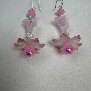Whimsical Pink Floral Dangle Earrings
